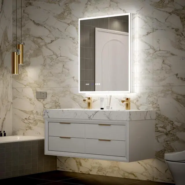 Alt view image 6 of 7 - 30*36 inch Smart LED Medicine Cabinet with GFCI Outlet & Blum Hinges,Front&Backlit ,Buil Built-in High-Power Outlet ,Stepless Dimming & Anti-Fog,Integrated Design,Multifunctional Bathroom Storage