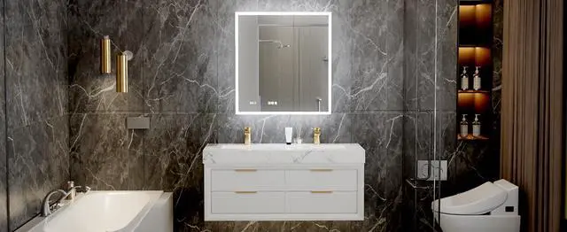 Alt view image 7 of 7 - 30*32 inch Smart LED Medicine Cabinet with GFCI Outlet & Blum Hinges,Front&Backlit ,Buil Built-in High-Power Outlet ,Stepless Dimming & Anti-Fog,Integrated Design,Multifunctional Bathroom Storage