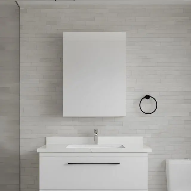 Main image of 24'' W x 30'' H Bathroom Mirror Medicine Cabinet - Wooden Door Medicine Cabinets for Bathroom, Wall Mounted Surface, Bathroom Mirror with Storage, Right opening door