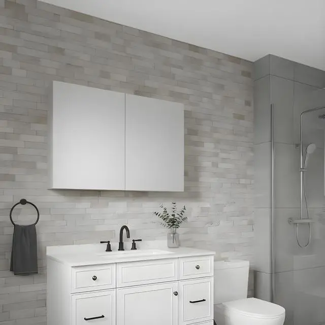 Main image of 36'' W x 26'' H Bathroom Mirror Medicine Cabinet - Wooden Door Medicine Cabinets for Bathroom, Wall Mounted Surface, Bathroom Mirror with Storage