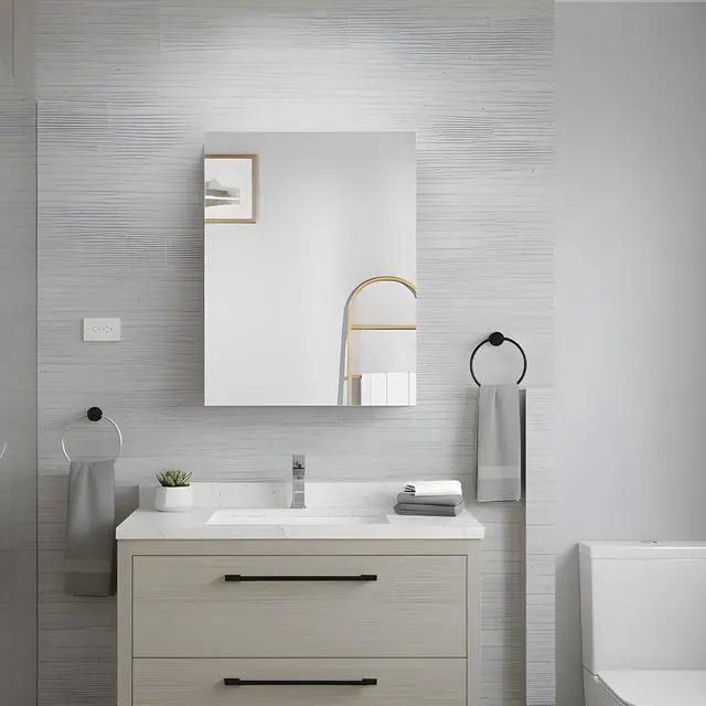 Main image of 20'' W x 30'' H Bathroom Mirror Medicine Cabinet - Wooden Door Medicine Cabinets for Bathroom, Wall Mounted Surface, Bathroom Mirror with Storage, Left opening door