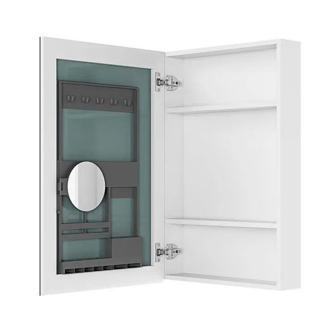 Alt view image 5 of 7 - 20'' W x 30'' H Bathroom Mirror Medicine Cabinet - Wooden Door Medicine Cabinets for Bathroom, Wall Mounted Surface, Bathroom Mirror with Storage, Left opening door