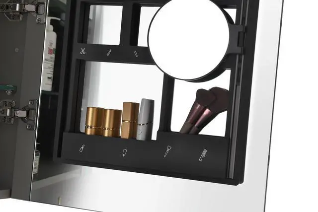 Alt view image 6 of 7 - 40in. W x 30 in. H LED Large Rectangular Aluminum Alloy Surface Mount Medicine Cabinet with Mirror