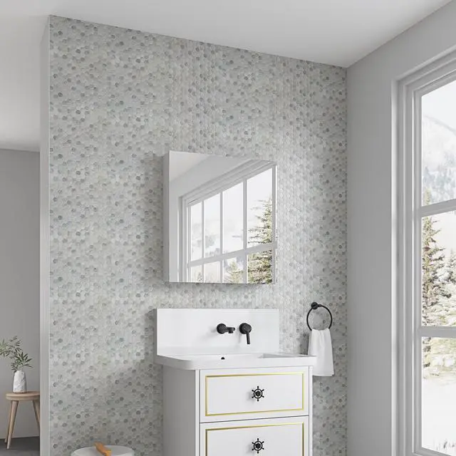 Alt view image 5 of 6 - 24'' W x 26'' H Surface Frameless Mirror Medicine Cabinet, Beveled Mirror Edges Bathroom Medicine Cabinet, Right opening door