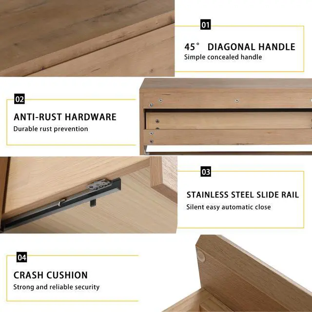 Alt view image 6 of 7 - 30" (29-1/8")Bathroom Cabinet,Soft Close Drawer,Float Mounting Design (Only Vanity, Without Sink)