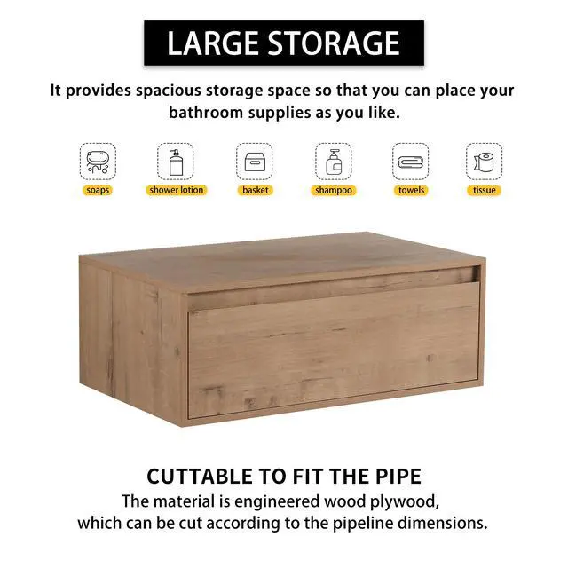 Alt view image 5 of 7 - 30" (29-1/8")Bathroom Cabinet,Soft Close Drawer,Float Mounting Design (Only Vanity, Without Sink)