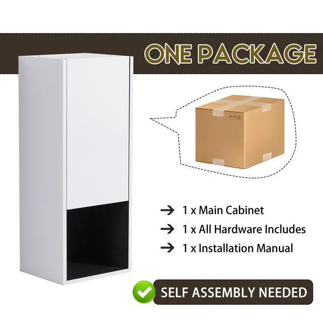 Alt view image 7 of 7 - 12" Bathroom Side Cabinet,Soft Close Doors,Float Mounting Design,(KD-Packing)