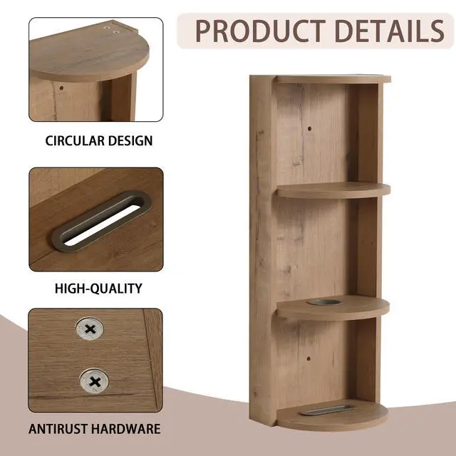 Alt view image 6 of 7 - 12" Bathroom Wall-Mounted Storage Rack, Float Mounting Design,(KD-Packing)