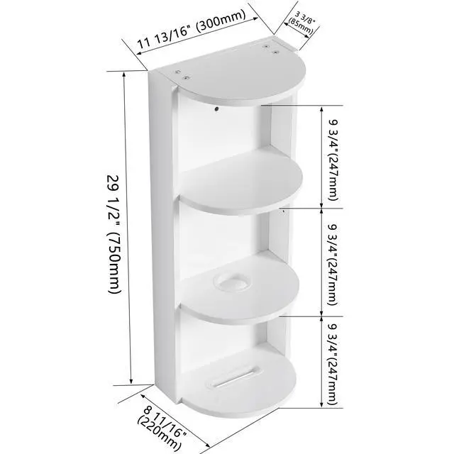 Alt view image 3 of 7 - 12" Bathroom Wall-Mounted Storage Rack, Float Mounting Design,(KD-Packing)