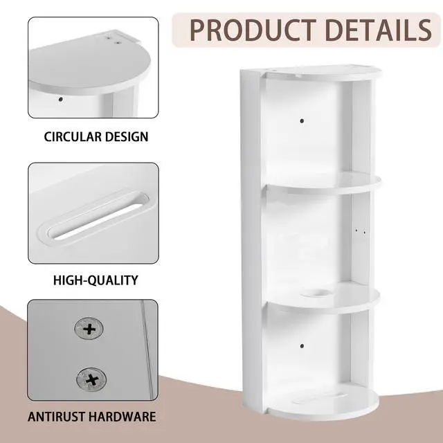 Alt view image 5 of 7 - 12" Bathroom Wall-Mounted Storage Rack, Float Mounting Design,(KD-Packing)