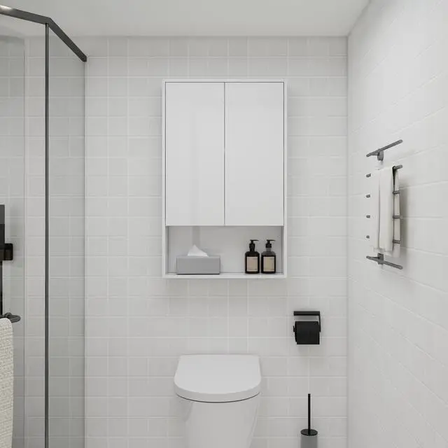 Alt view image 2 of 7 - 24" Bathroom Wall Cabinet, Soft Close Doors, Float Mounting Design,Glossy White,(KD-Packing)