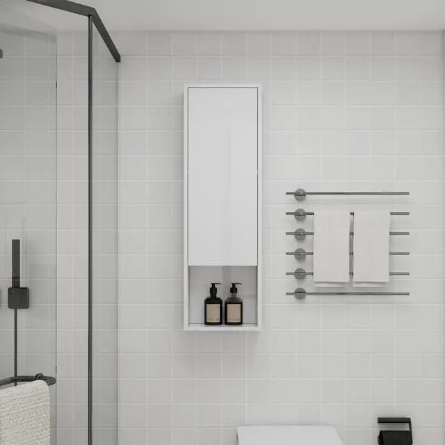 Main image of 12" Bathroom Wall Cabinet, Soft Close Doors, Float Mounting Design,Glossy White,(KD-Packing)