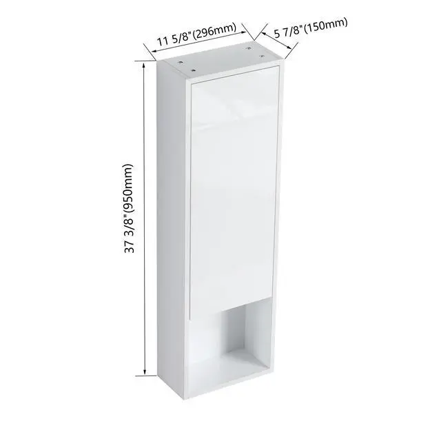 Alt view image 4 of 7 - 12" Bathroom Wall Cabinet, Soft Close Doors, Float Mounting Design,Glossy White,(KD-Packing)