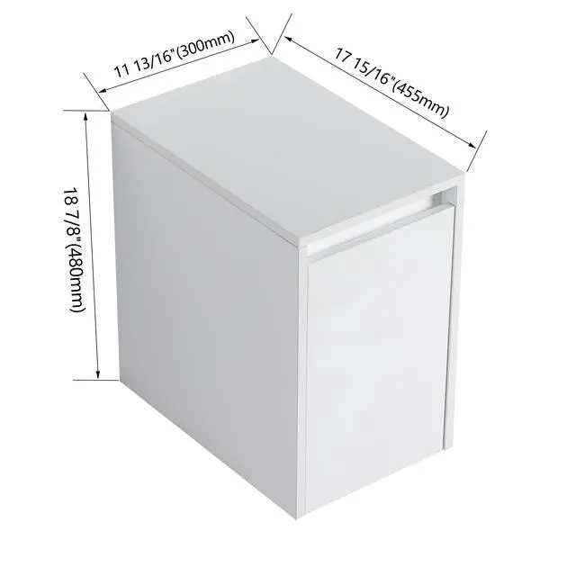 Alt view image 2 of 7 - 12" Bathroom Side Cabinet, Soft Close Doors, Float Mounting Design, Glossy White,(KD-Packing)