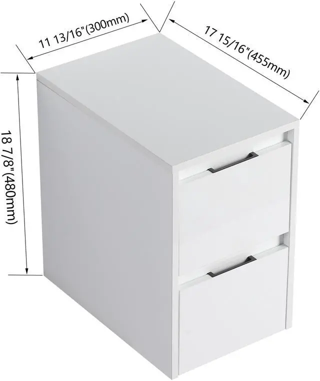 Alt view image 2 of 7 - 12" Bathroom Side Cabinet, 2-Soft Close Drawer, Float Mounting Design, Glossy White,(KD-Packing)