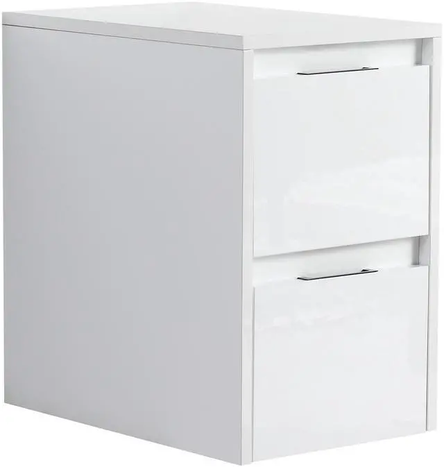 Main image of 12" Bathroom Side Cabinet, 2-Soft Close Drawer, Float Mounting Design, Glossy White,(KD-Packing)
