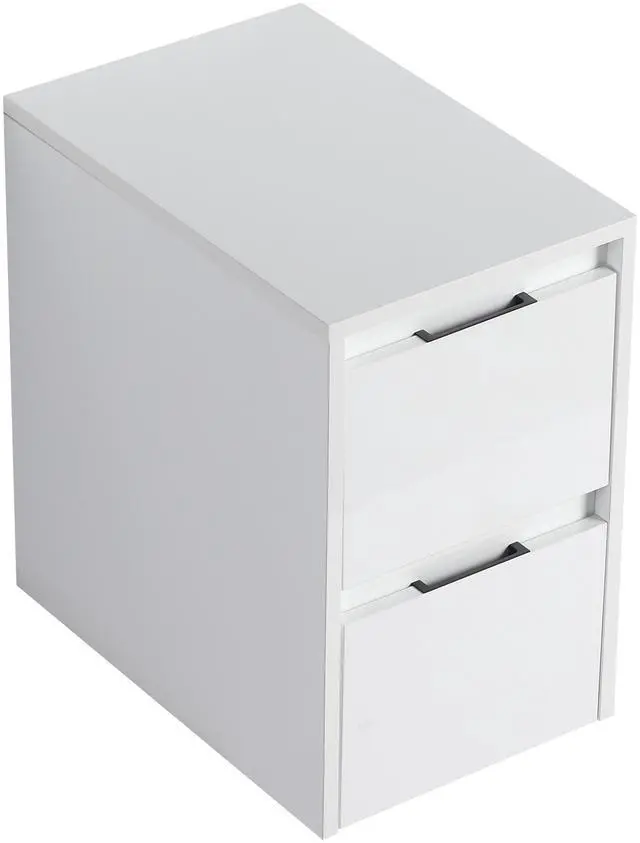 Alt view image 6 of 7 - 12" Bathroom Side Cabinet, 2-Soft Close Drawer, Float Mounting Design, Glossy White,(KD-Packing)