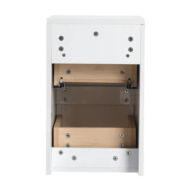 Alt view image 7 of 7 - 12" Bathroom Side Cabinet, 2-Soft Close Drawer, Float Mounting Design, Glossy White,(KD-Packing)