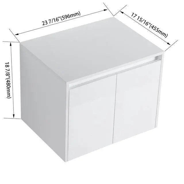 Alt view image 2 of 7 - 24" Bathroom Wall Cabinet, 2-Soft Close Doors, Float Mounting Design,Glossy White,(KD-Packing)