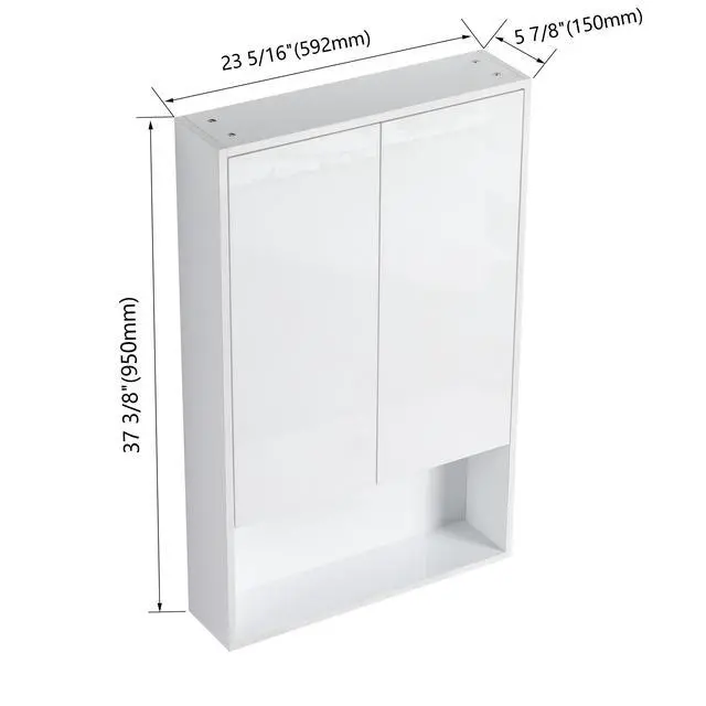 Alt view image 4 of 7 - 24" Bathroom Wall Cabinet, Soft Close Doors, Float Mounting Design,Glossy White,(KD-Packing)