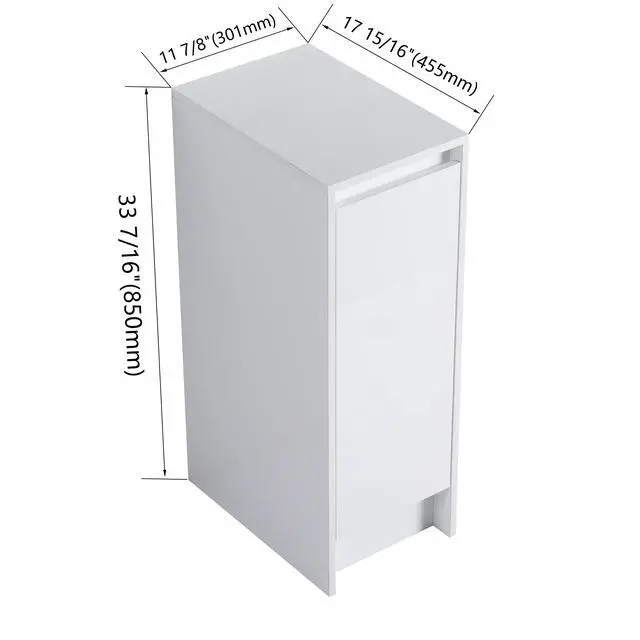 Alt view image 2 of 7 - 12" freestanding Bathroom Storage Cabinet, Soft Close Doors, Glossy White,(KD-Packing)
