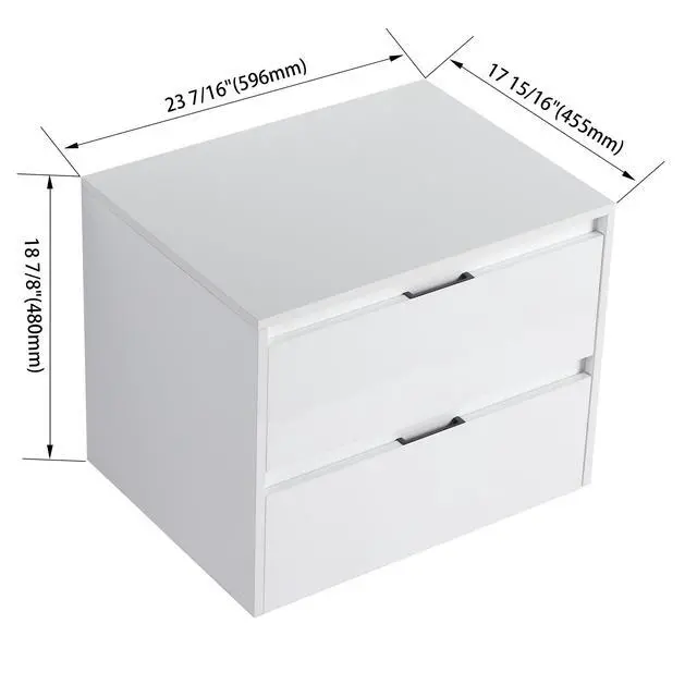 Alt view image 3 of 7 - 24" Bathroom Wall Cabinet, 2-Soft Close Drawer, Float Mounting Design, Glossy White,(KD-Packing)