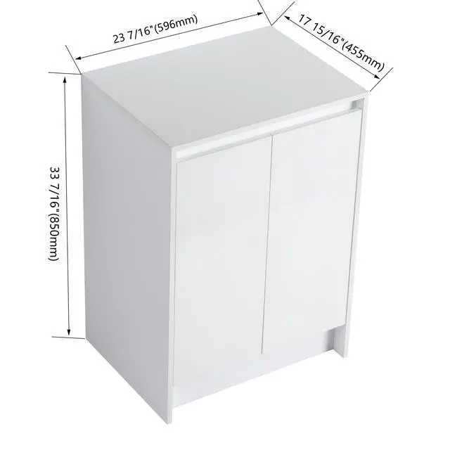 Alt view image 2 of 7 - 24" freestanding Bathroom Storage Cabinet, 2-Soft Close Doors, Glossy White,(KD-Packing)