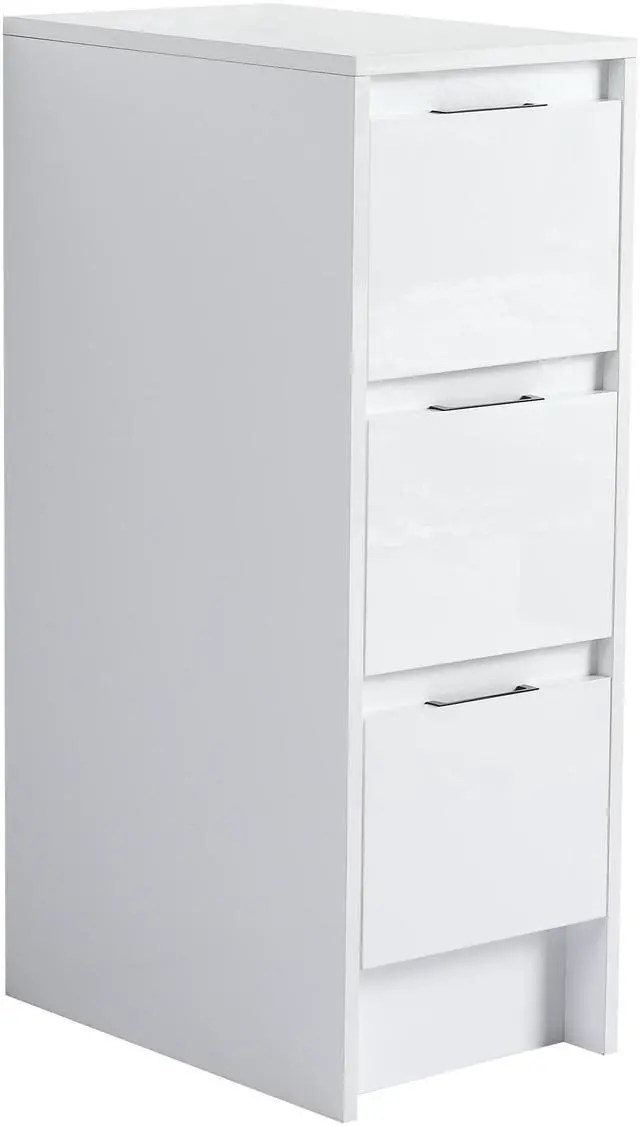 Main image of 12" Freestanding Bathroom Storage Cabinet, 3-Soft Close Drawer, Glossy White,(KD-Packing)