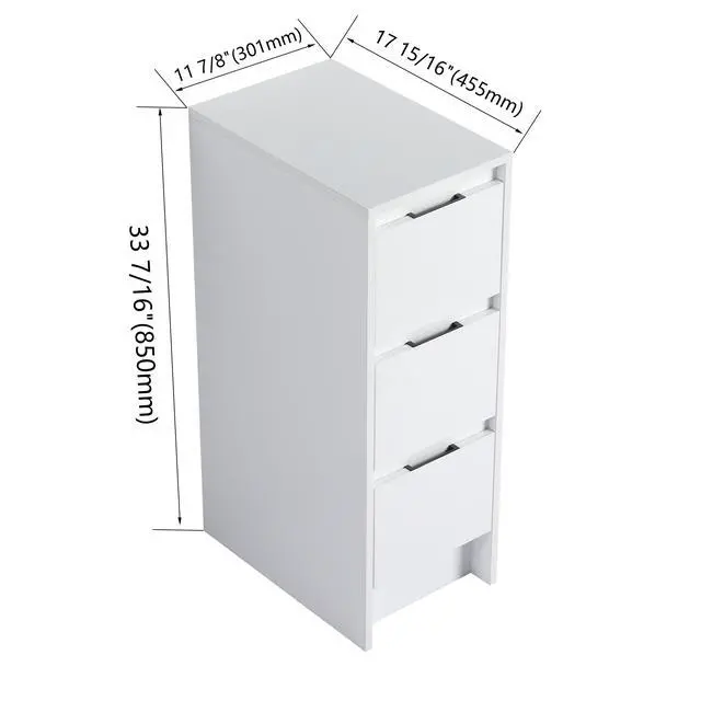Alt view image 2 of 7 - 12" Freestanding Bathroom Storage Cabinet, 3-Soft Close Drawer, Glossy White,(KD-Packing)