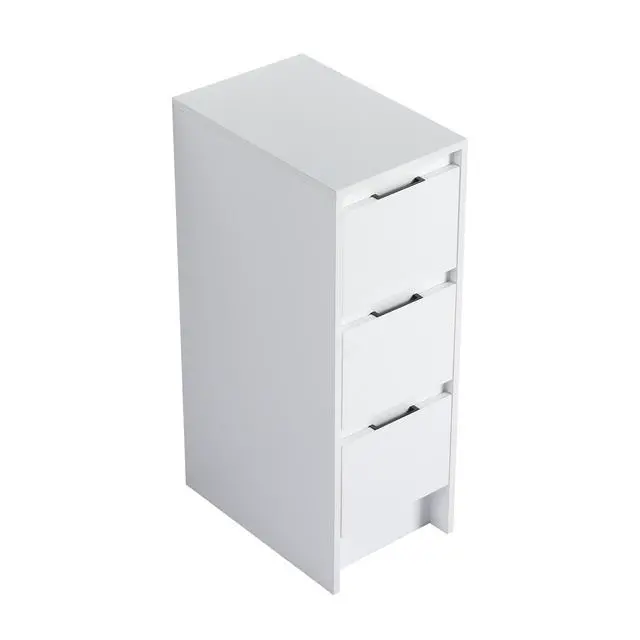 Alt view image 5 of 7 - 12" Freestanding Bathroom Storage Cabinet, 3-Soft Close Drawer, Glossy White,(KD-Packing)