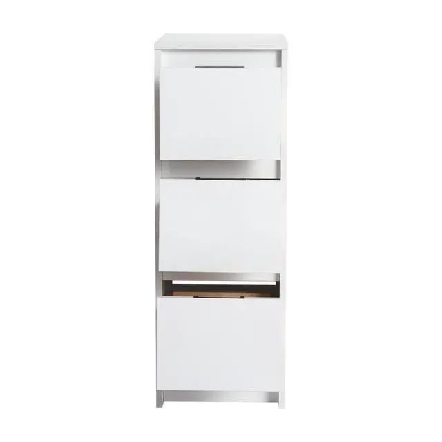 Alt view image 6 of 7 - 12" Freestanding Bathroom Storage Cabinet, 3-Soft Close Drawer, Glossy White,(KD-Packing)