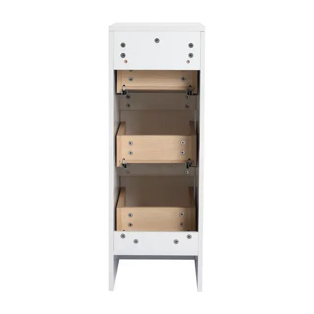 Alt view image 7 of 7 - 12" Freestanding Bathroom Storage Cabinet, 3-Soft Close Drawer, Glossy White,(KD-Packing)