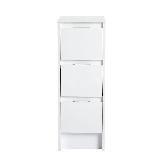 Alt view image 4 of 7 - 12" Freestanding Bathroom Storage Cabinet, 3-Soft Close Drawer, Glossy White,(KD-Packing)