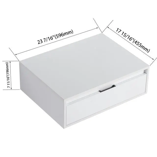 Alt view image 2 of 7 - 24" Bathroom Cabinet,Soft Close Drawer,Float Mounting Design, Glossy White, KD-Packing,(Only Vanity)