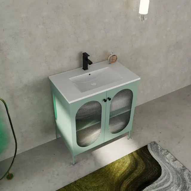 Alt view image 3 of 7 - 30 Inch Freestanding Bathroom Vanity With Ceramic SInk