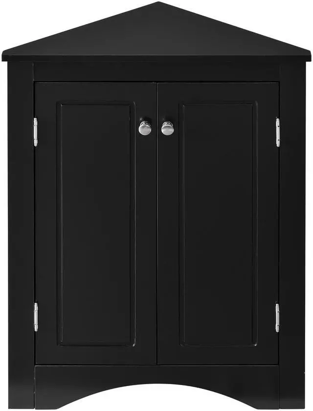 Main image of Black Triangle Bathroom Storage Cabinet with Adjustable Shelves, Freestanding Floor Cabinet for Home Kitchen