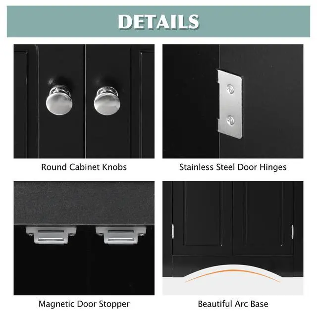 Alt view image 5 of 7 - Black Triangle Bathroom Storage Cabinet with Adjustable Shelves, Freestanding Floor Cabinet for Home Kitchen
