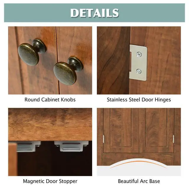 Alt view image 5 of 6 - Brown Triangle Bathroom Storage Cabinet with Adjustable Shelves, Freestanding Floor Cabinet for Home Kitchen