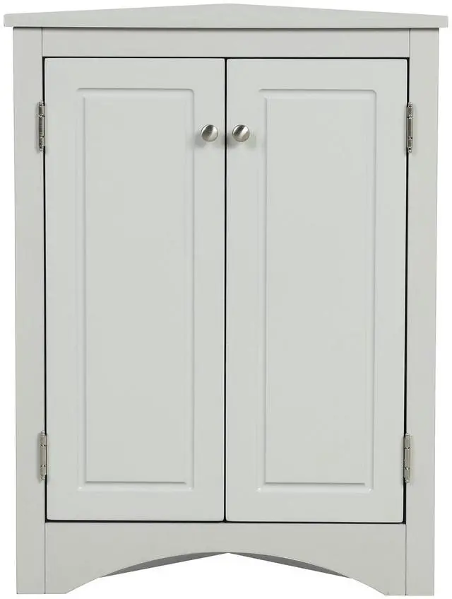 Main image of Grey Triangle Bathroom Storage Cabinet with Adjustable Shelves, Freestanding Floor Cabinet for Home Kitchen