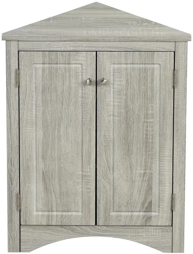 Main image of Oak Triangle Bathroom Storage Cabinet with Adjustable Shelves, Freestanding Floor Cabinet for Home Kitchen