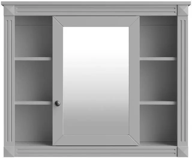 Main image of 35'' x 28'' Wall Mounted Bathroom Storage Cabinet, Medicine Cabinet, Modern Bathroom Wall Cabinet with Mirror, Mirror Cabinet with 6 Open Shelves (Not Include Bathroom Vanity )