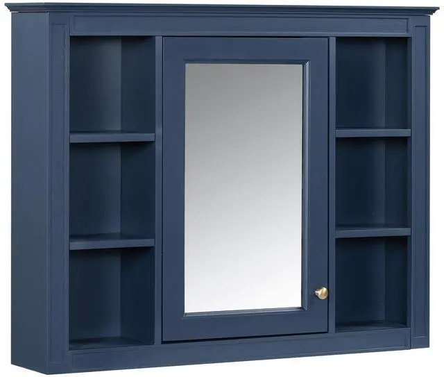 Main image of 35'' x 28'' Medicine Cabinet, Wall Mounted Bathroom Storage Cabinet, Modern Bathroom Wall Cabinet with Mirror, Mirror Cabinet with 6 Open Shelves (Not Include Bathroom Vanity )