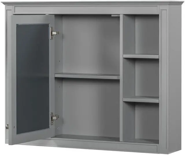Main image of 35'' x 28'' Medicine Cabinet, Wall Mounted Bathroom Storage Cabinet, Modern Bathroom Wall Cabinet with Mirror, Mirror Cabinet with 6 Open Shelves (Not Include Bathroom Vanity )