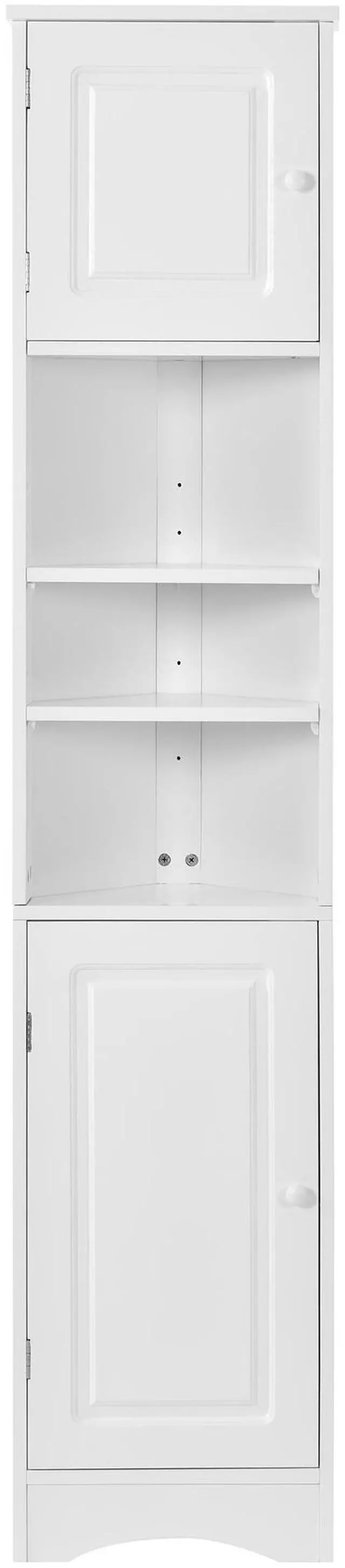 Main image of Multi-Functional Corner Cabinet Tall Bathroom Storage Cabinet with Two Doors and Adjustable Shelves, Open Shelf, White(Old Sku:WF294602AAK)