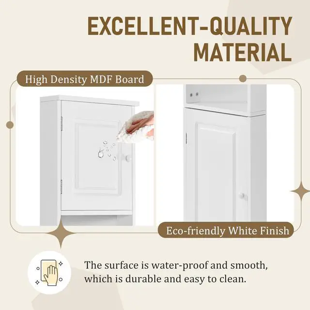 Alt view image 7 of 7 - Multi-Functional Corner Cabinet Tall Bathroom Storage Cabinet with Two Doors and Adjustable Shelves, Open Shelf, White(Old Sku:WF294602AAK)