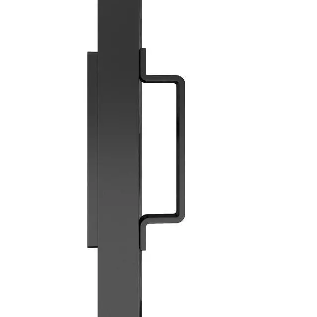 Alt view image 2 of 7 - 30 in. x 84 in. 3/4 Lites Frosted Glass Black Steel Frame Interior Sliding Barn Door with Hardware Kit and Door Handle
