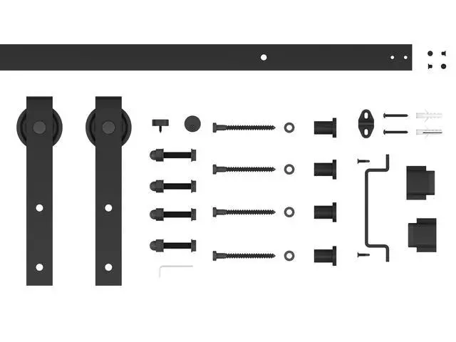 Alt view image 3 of 7 - 36 in. x 84 in. Mirrored Glass Black MDF Interior Sliding Barn-Door with Hardware Kit and-Door Handle