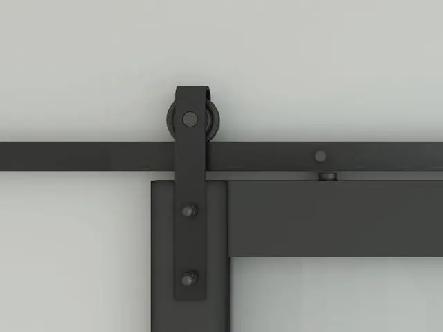 Alt view image 5 of 6 - 36 in. x 84 in. 3 Lite Pre Assembled Frosted Glass Black MDF Interior Sliding Barn Door with Hardware Kit Door Handle