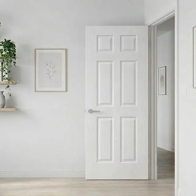 Alt view image 5 of 5 - 30 in. x 80 in. White Texture 6 Panel Hollow Core Composite Interior Door Slab