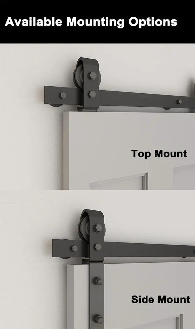 Alt view image 7 of 7 - 36 in. x 84 in. 6 Panel Hollow Core Primed MDF Composite Bi-Fold Barn Door with Sliding Hardware Kit